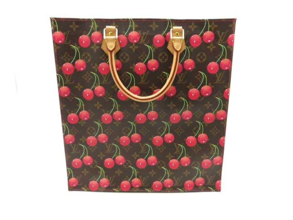 LOUIS VUITTON Bag Tote Sac Plat Monogram Cherry Red